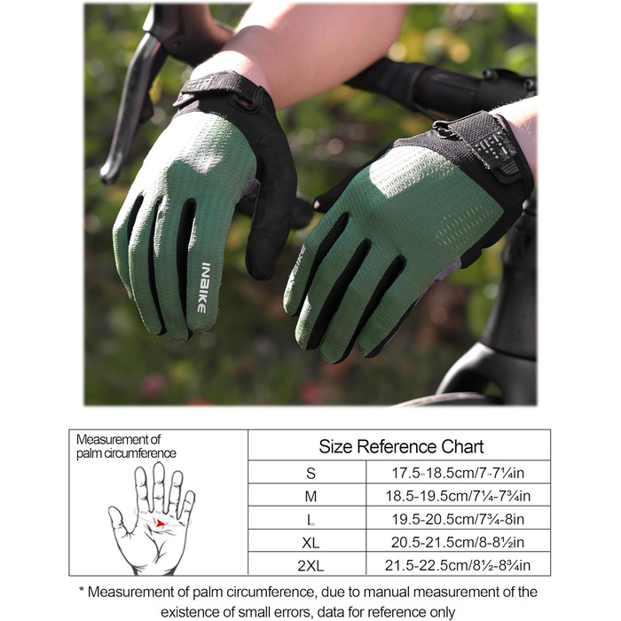 Велосипедні рукавички INBIKE для чоловіків, 2 пальці, сенсорний екран, ударостійкі, дихаючі, IHC406 (зелені, S)