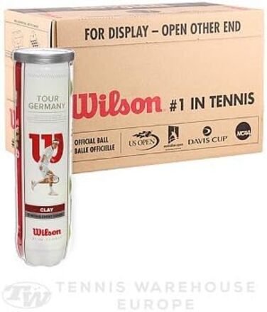 Тенісні м'ячі WILSON Tour Germany Clay DTB, 20 шт., жовті, офіційний ігровий м'яч DTB 2014/2015, 5 туб по 4 м'ячі