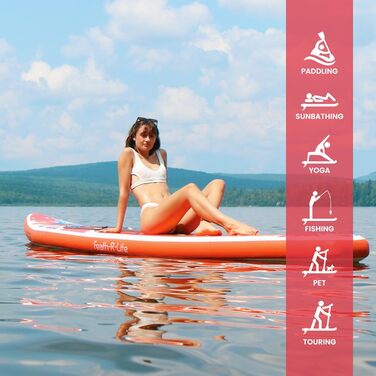 Надувна SUP-дошка FunWater Red KOI для серфінгу, комплект аксесуарів: регульоване весло, насос, рюкзак, страхувальний трос, водонепроникна сумка, для дорослих