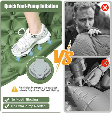 Isomatte самонадувна туристична, килимок для кемпінгу Ultraleicht з помпою та подушкою, водонепроникний, для відпочинку на природі