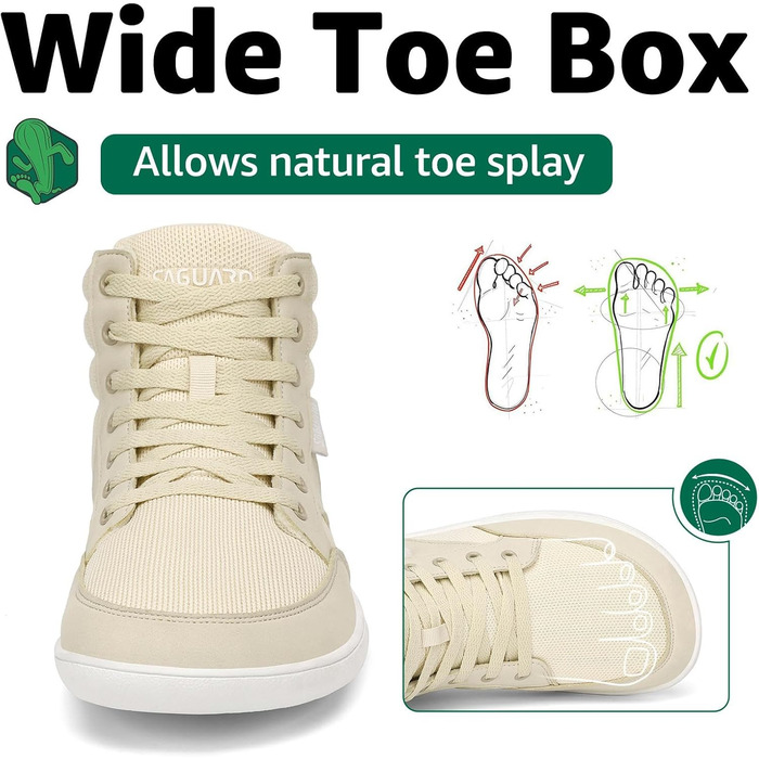 Чоботи для пішоходів Saguaro Unisex з широкою передньою частиною та плоскою підошвою, розмір 36-48 (Бежевий, 46 EU)