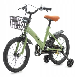 Дитячий велосипед 12 дюймів із боковими колесами та кошиком, колір хакі