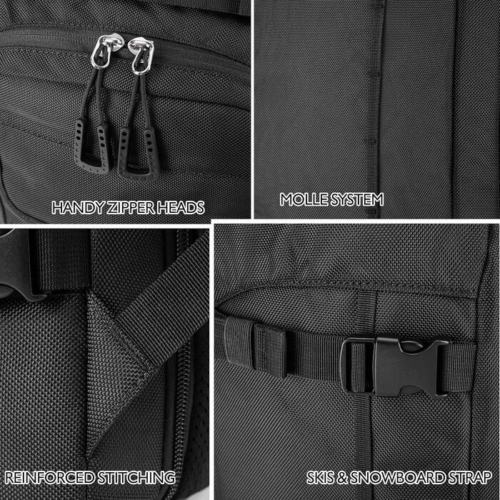 Рюкзак для гірськолижного спорядження Unigear 50/70L з кишенею для шолома, чорний, 50/70 літрів