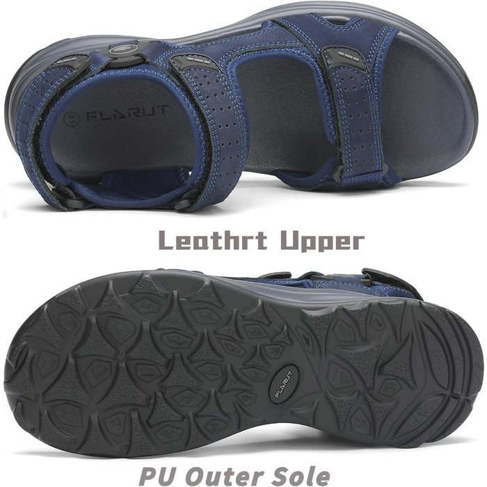 Чоловічі сандалі FLARUT для трекінгу та активного відпочинку, шкіра, відкритий носок, сині (45 EU)