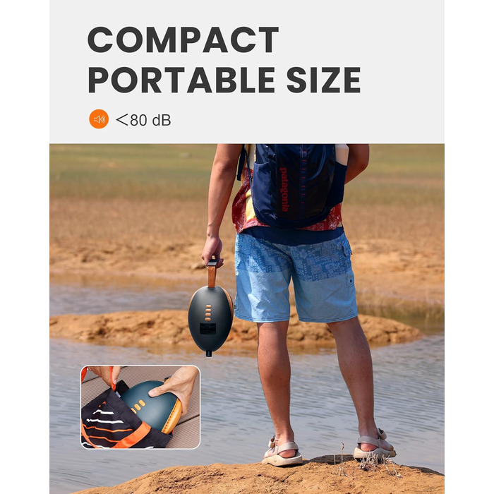 Електричний насос OutdoorMaster Dolphin 20PSI для SUP, човнів та водного спорту (12V, авто-живлення)