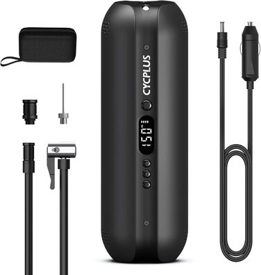 Електричний компресор CYCPLUS 12V 2-в-1, портативний насос для шин, автоматичне відключення, 150 PSI, для велосипедів, мотоциклів і авто