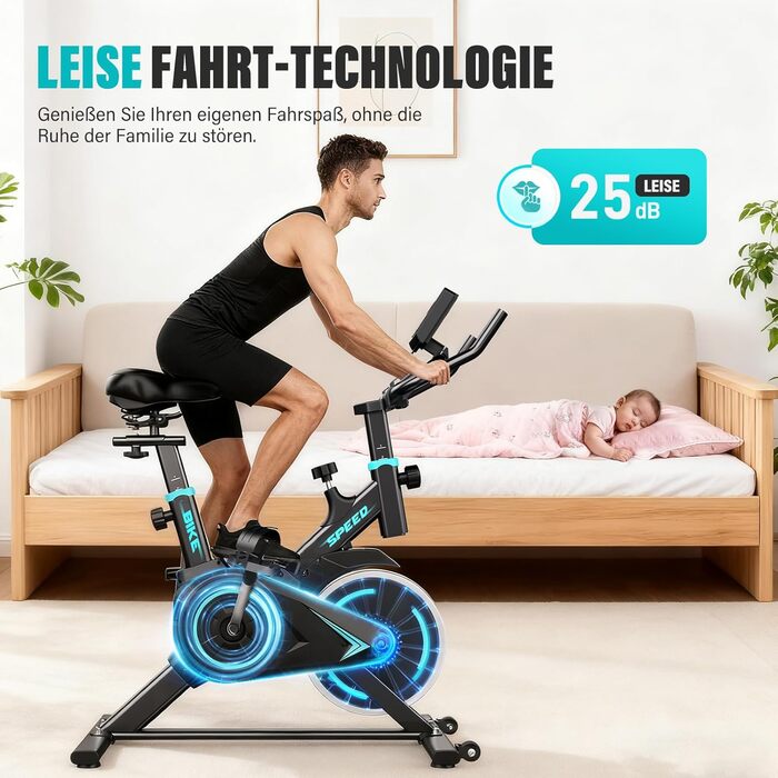 Hometrainer TENBOOM: велотренажер для дому з регульованим опором, LCD-дисплеєм та мобільним додатком (до 120 кг)