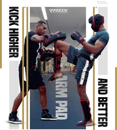 Шлагбало RDX для бойових мистецтв: кікбоксинг, муай-тай, ММА. Кара-шкіряне ударне подушечка, бокс, тренувальні подушечки, тайські подушечки