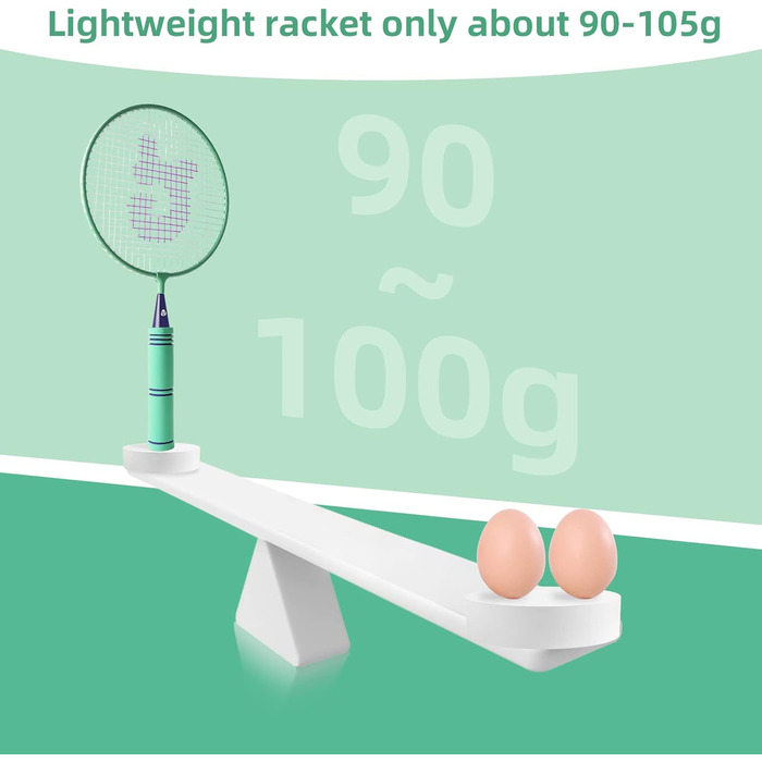 Набір для бадмінтона QKTYB для дітей від 4 до 8 років, легкий сплав, для початківців, з сумкою, зелений