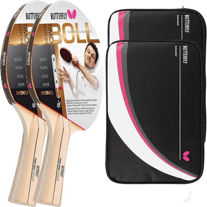 Набір для настільного тенісу Butterfly Timo Boll Bronze: 2 ракетки та 2 чохли Drive Case 2, любительський комплект