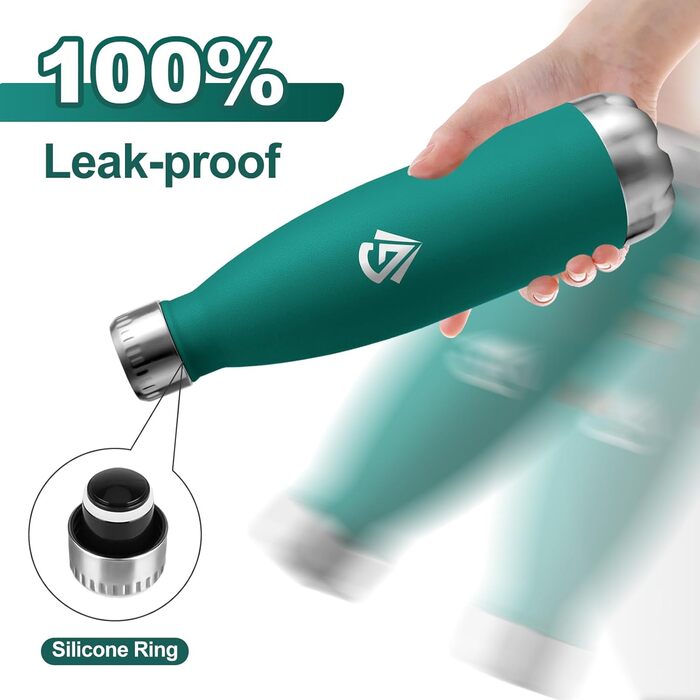 Термос-пляшка 750 мл, термокана з подвійними стінками, підходить для газованої води, без BPA, витокозахисна, ізольована пляшка з нержавіючої сталі для університету, роботи, подорожей, спорту, активного відпочинку, хлопчиків та дівчаток, 750 мл, темно-зеле