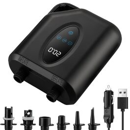 OBEST Електричний Насос для Шини 12000mAh, 20 PSI, Бездротовий, Подвійний, Автоматичне Вимкнення, Чорний