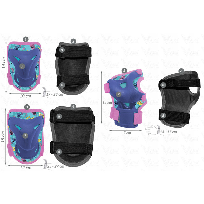 Комплект захисту для роликів та скейта (шолом, наколінники, налокітники) — Stitch