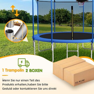 Трамплін Redkid Ø 305/366 см з сіткою, драбиною та баскетбольним кільцем, для дітей, вантажопідйомність 200 кг