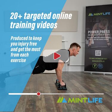 Дошка для віджимань Mintlife Power Press - портативна для дому та подорожей, з 30-тижневою програмою тренувань