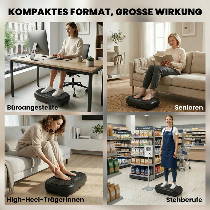 Віброплатформа з 120 рівнями інтенсивності, 5 програмами, пультом дистанційного керування та LED-дисплеєм для нарощування м'язової маси, чорного кольору