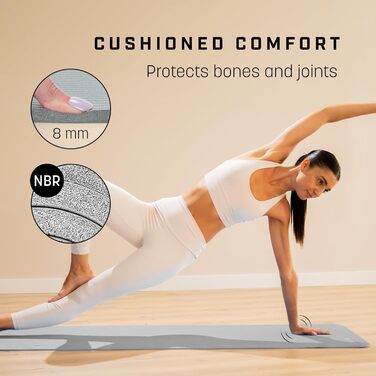 Йога-мат KG Physio 8мм, нековзний, з ременем для перенесення, фітнес-мат для пілатесу, спорту, 183x60 см