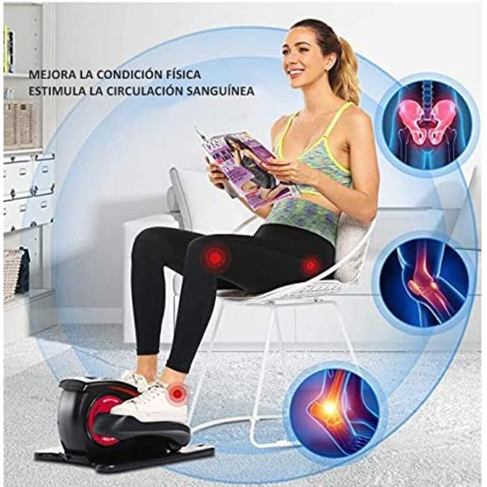 ECODE® Електричне міні-велотренажер еліптичний з LED-дисплеєм, педалі з асистенцією, 20 рівнів навантаження, 5 функцій, пульт дистанційного керування ECO-804