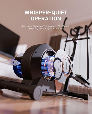 Еліптичний тренажер Aeriflo S100 для дому з Bluetooth, LCD-дисплеєм та транспортувальними роликами. 16 рівнів опору, ультратихий, чорний.