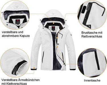 Жіноча зимова куртка YSENTO, водонепроникна, софтшел, флісова, функціональна з капюшоном, білий (XL)