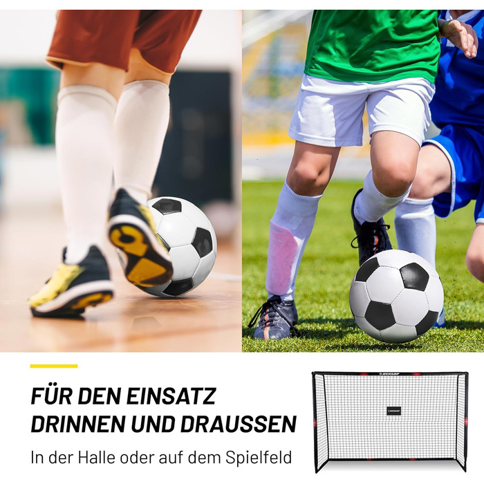 Футбольні ворота Dunlop 300x200x120 см для саду, для дітей та дорослих, металеві, чорні/червоні, для тренувань у приміщенні та на вулиці