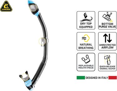 Маска для снорклінгу Cressi F1 (Рамка відсутня) + Трубка Dry - Комбо Набір для Дайвінгу та Снорклінгу, Унісекс, Прозора/Жовта