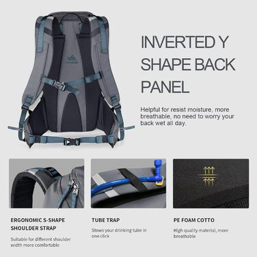 Універсальний рюкзак Unigear 30 л для сноуборду, гірських лиж, трекінгу, гідратації, сірої (зимовий спорт, туризм, велоспорт)