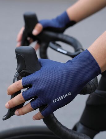 Велосипедні рукавички INBIKE для чоловіків Habfinger, літні, ударостійкі, дихаючі, світловідбиваючі, IHC220, Зелені (XXL, Синій)