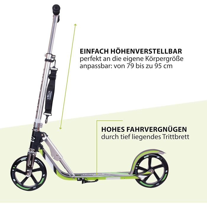 Дитячий самокат HUDORA Little BigWheel, алюмінієвий, для дітей від 3 років, складаний, регульований, великі колеса, до 100 кг