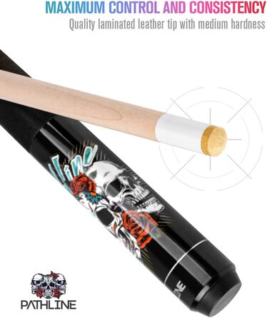 Більярдний кий Pathline Billard-Queuestab: канадський клен, 13 мм наконечник, чорний/молот, 20oz