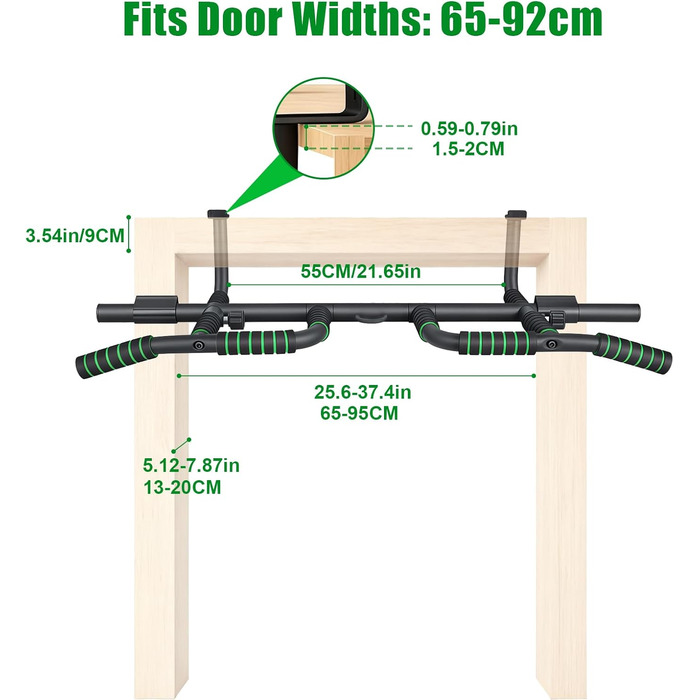 Турнік для дверей без свердління, Klimmzugstange для підтягувань, 10 положень для хвата та еластичні стрічки для тренувань вдома та в залі