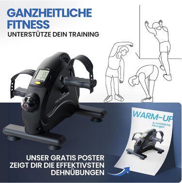 Тренажер для ніг та рук HELDENWERK Pedaltrainer Basic Set — домашній велотренажер для літніх людей та реабілітації, сертифікований TÜV/GS, з ременями та килимком