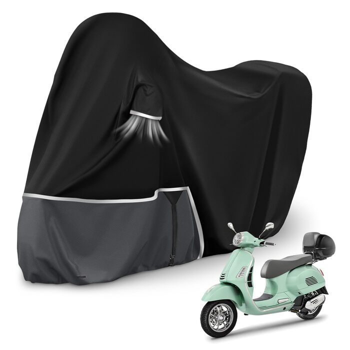 Водонепроникний чохол для моторолика Piaggio Vespa GTV GTS GT 60/125/200/250/300 з кофром, тканина 420D Oxford, чорно-сірий