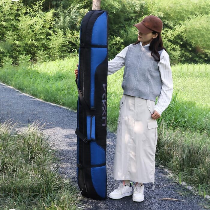 Чохол для сноуборда Lixada Boardbag (160 см) з регульованим плечовим ременем, водонепроникна сумка з оксфордської тканини, чорно-синя