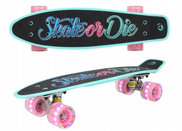 Скейтборд Aurora Classic (56 см x 14,5 см, 60 мм), багатоколірний, з LED-підсвіткою