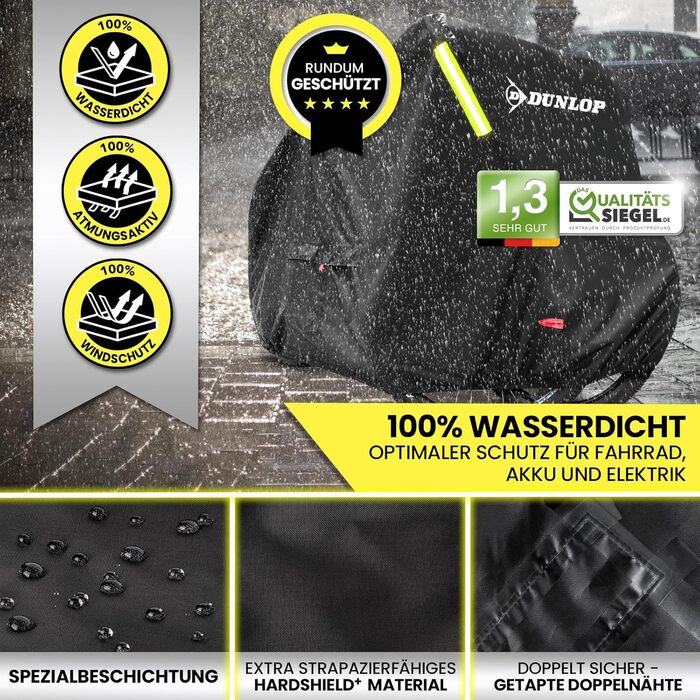 Гараж для велосипедів Dunlop на 2 велосипеда - преміум чохол від іржі 200x92x120 см з сумкою для перенесення, доступом до акумулятора та 2 отворами для замка | Захисний чохол для велосипедів