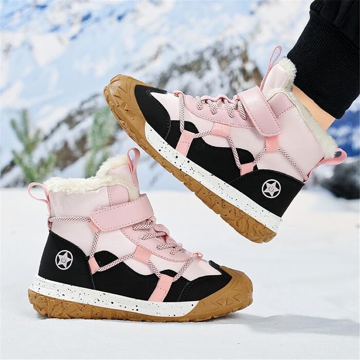 Водонепроникні зимові черевики для дітей: зимові чоботи для дівчаток та хлопчиків, утеплені, для активного відпочинку, неслизькі, снігові черевики, 31 EU, рожеві