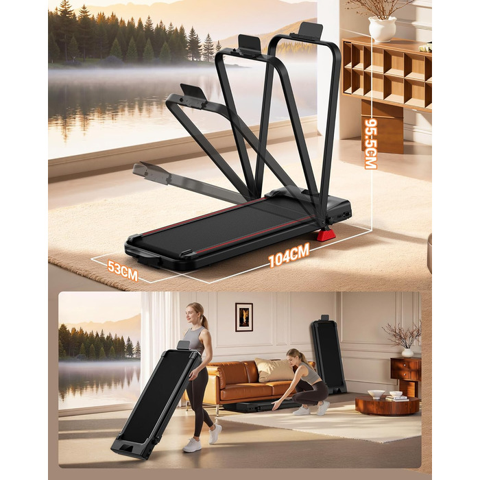 Бігова доріжка UMAY Walking Pad з нахилом 15%, швидкість до 10 км/год, тиховий двигун, для дому та офісу, макс. навантаження 136 кг, чорна