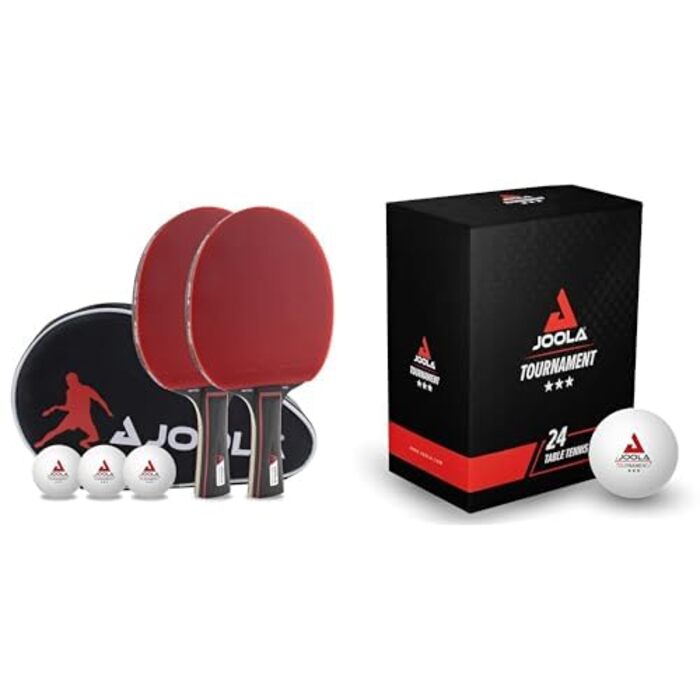 Набір для настільного тенісу JOOLA Duo PRO: 2 ракетки, 3 м'ячі, чохол, червоно-чорний, 6-елементний