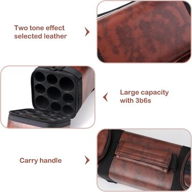 Чохол для більярдних київ: на 3 батти та 6 шесток, з екошкіри, жорсткий, коричневий