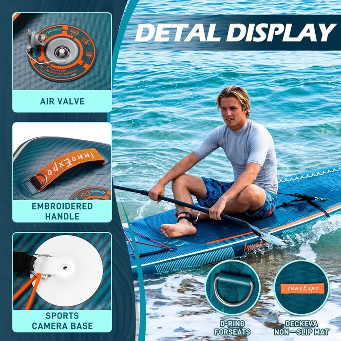 Надувні SUP-дошки InnoExpo 11' з преміум аксесуарами: стабільний дизайн, антиковзне покриття для підлітків та дорослих (футуристичний)