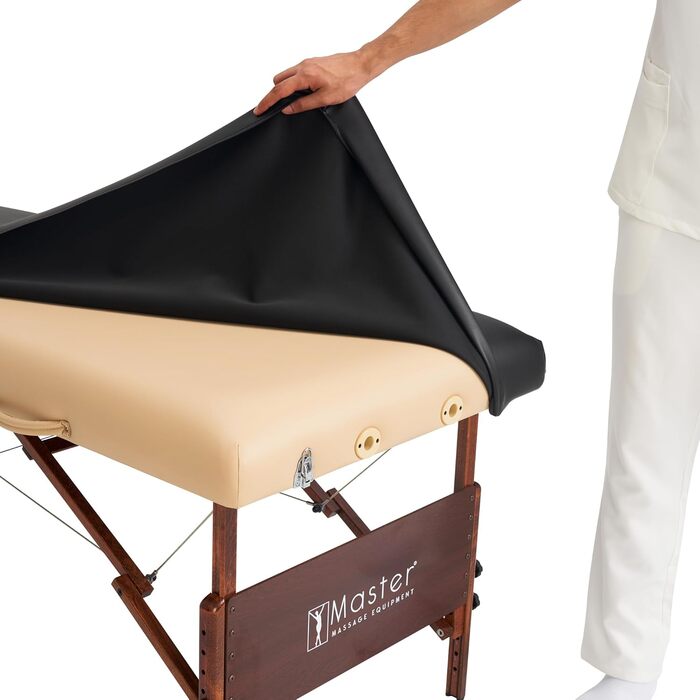 Захисний водонепроникний чохол для масажного столу Master Massage з PU шкіри, чорний, стійкий до олії