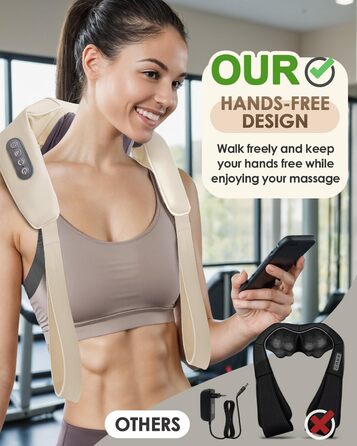 Масажер для шиї Zumghigh з зарядкою Type-C та портативним дизайном, 6D масажер для шиї та плечей для зняття болю, з підігрівом для дому, авто, офісу