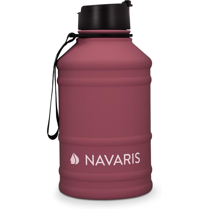 Navaris Фітнес-пляшка 2,2 л з нержавіючої сталі, спортивна пляшка XXL для води, BPA Free, бордова