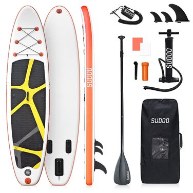 SUP дошка SUDOO 3м надувна, помаранчева - комплект для початківців, дорослих, риболовлі та йоги. Товщина 15 см, Eva-покриття