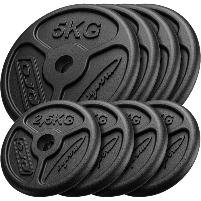 Набір гантельних дисків Marbo Sport Slim Guss 30/31 мм, 30/50/60 кг, чавунні, виробництво ЄС