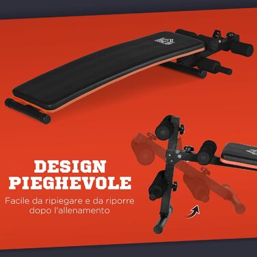 HOMCOM Складана та регульована лавка для пресу, багатофункціональна гімнастична лавка з м'якою спинкою, 47x139x51-69см, чорно-червона