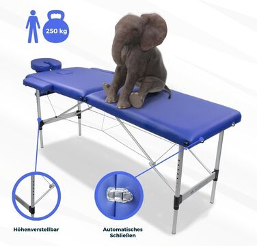 Складний масажний стіл Mobiclinic CA-01 Light, алюмінієвий, екошкіра, 186x60 см, регульований, переносний, з підголівником і сумкою, для фізіотерапії
