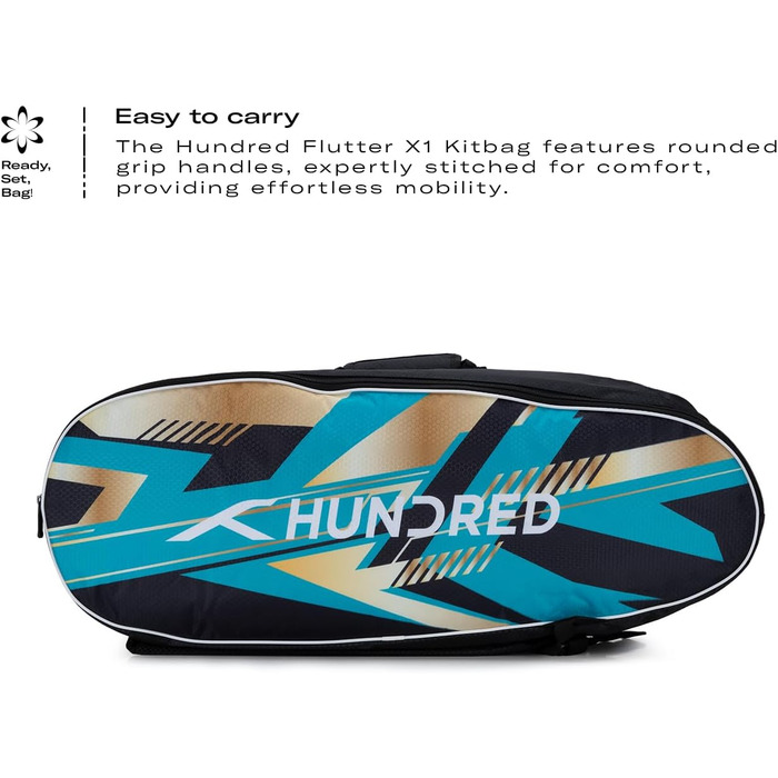 Сумка для бадмінтону та тенісу Hundred Debut 6 в 1, велика, червона - поліестер, 3 відділення, ручка, плечові ремені