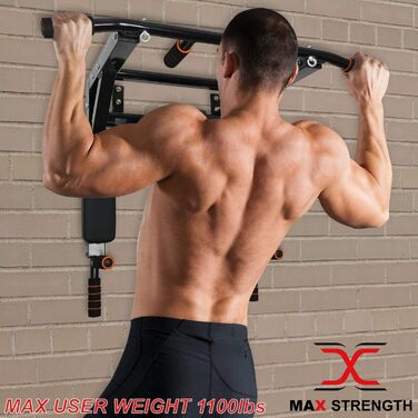MAXSTRENGTH настінний турнік для підтягувань, фітнесу, домашніх тренувань, спортзалу, з гачками для TRX, міцне кріплення